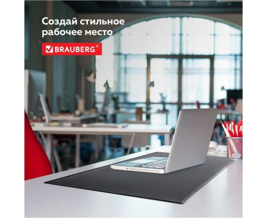 Настольный коврик-подкладка для письма BRAUBERG 590х380 мм, с прозрачным карманом, черный 236774 – изображение 6