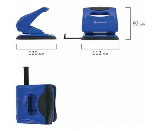 Дырокол BRAUBERG JET PRO до 30 листов, синий/черный 228600 – изображение 6