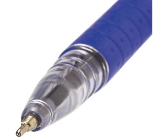 Ручка 12 шт в упаковке BRAUBERG шариковая масляная с грипом Glassy СИНЯЯ корпус прозрач.07ммлиния 035мм 142698 – изображение 6