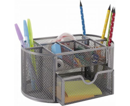 Металлическая подставка-органайзер BRAUBERG 9 секций, 105х220х110 мм, серебро 237419 – изображение 6