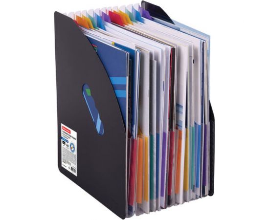 Вертикальный лоток-органайзер для бумаг и документов BRAUBERG Docs 13 отделений, А4 черный 271153 – изображение 6