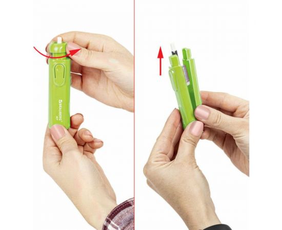 Электрический ластик BRAUBERG JET, питание от 2 батареек ААА, 8 сменных ластиков, салатовый 229615 – изображение 7