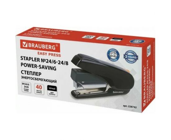 Энергосберегающий степлер BRAUBERG Easy Press №24/6 - 24/8, до 40 листов 228742 – изображение 8