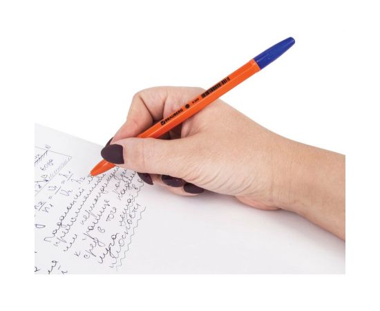Ручка 50 шт в упаковке BRAUBERG шариковая X-333 Orange СИНЯЯ корпус оранжевый узел 07мм линия 035мм 142409 – изображение 8