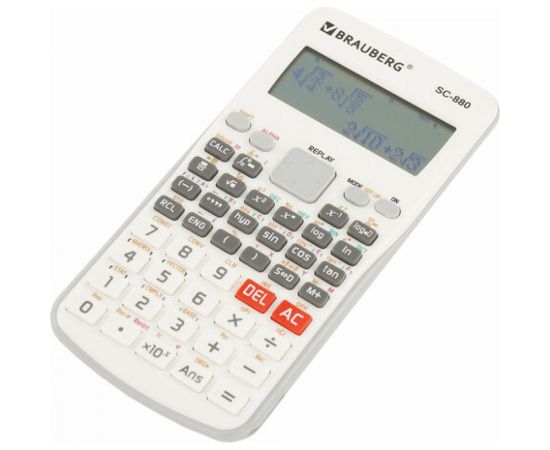 Двухстрочный инженерный калькулятор BRAUBERG SC-880-N 417 функций, 10+2 разрядов, батарея, белый 250526 – изображение 9