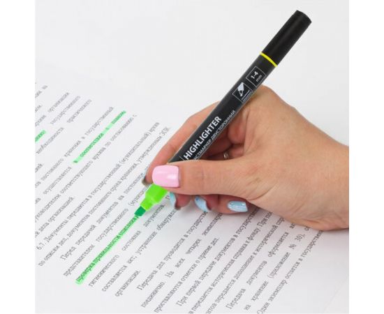 Текстовыделитель 12 шт в упаковке BRAUBERG двусторонний ЖЕЛТЫЙ/ЗЕЛЕНЫЙ линия 1-4 мм 150841 – изображение 9