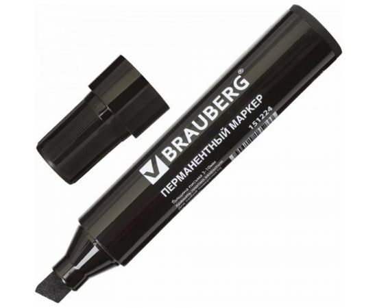 Перманентный маркер BRAUBERG JUMBO, черный, широкая линия письма, скошенный наконечник, 3-10 мм 151224 