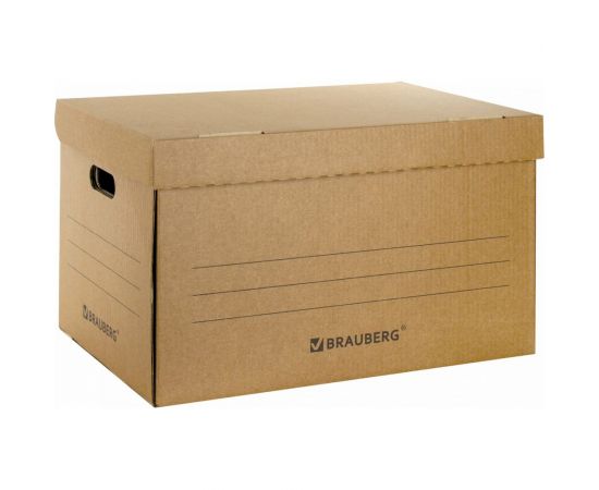 Архивный короб BRAUBERG ""Делопроизводство"" 325х480х295 мм, с крышкой, гофрокартон 126523 