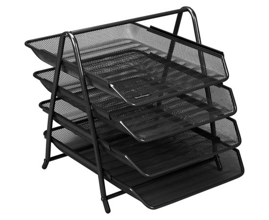 Горизонтальный лоток для бумаг BERLINGO Steel&Style 4 секции, металл, черный BMs_41042 