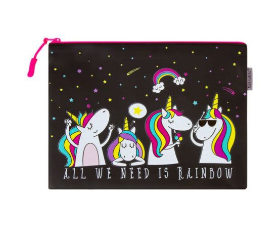 Папка для тетрадей BRAUBERG Unicorns A5, водонепроницаемая молния, 25х20 см 229259 