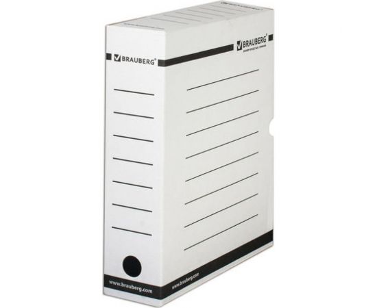 Архивный короб с клапаном, микрогофрокартон, 75 мм, до 700 листов, плотный, белый, BRAUBERG 121485 