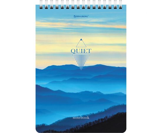 Блокнот BRAUBERG А5, 146x206 мм, 80 л., гребень, картон, жесткая подложка, клетка, Безмятежность 114380 