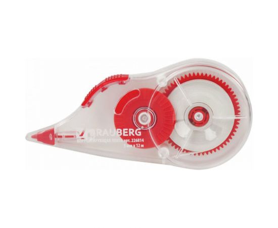 Корректирующая лента BRAUBERG 5 мм х 12 м, прозрачный, с подкручиванием 226814 