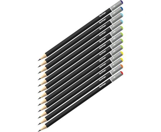 Набор чернографитных карандашей BERLINGO 12 шт, 3H-3B, заточенные, картонная упаковка BS01212 