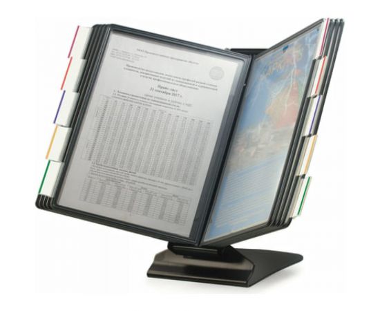 Настольная металлическая демосистема BRAUBERG на 10 панелей, с 10 серыми панелями А4, 231238 