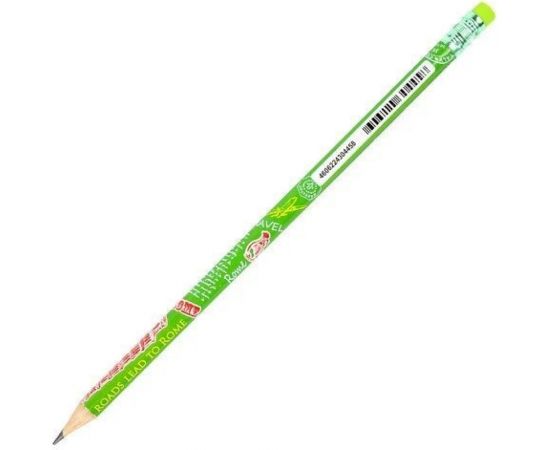 Чернографитный карандаш BRAUBERG AROUND THE WORLD 1 шт, HB, с ластиком, корпус ассорти 181747 