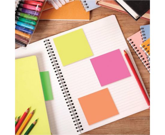 Блок самоклеящийся стикеры BRAUBERG НЕОН, 76х76 мм, 400 листов, 5 цвета 122855 – изображение 2