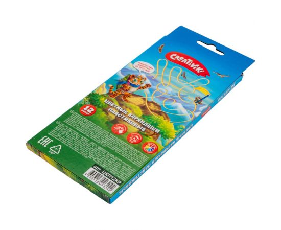 Набор цветных карандашей Creativiki, 12 цветов, шестигранные, пластик ЦКП12КР – изображение 2