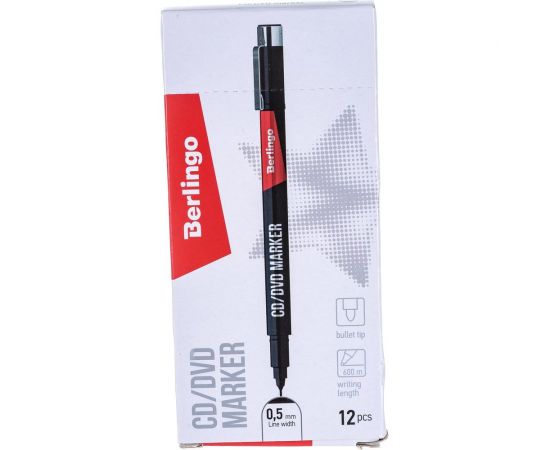 Перманентный маркер для CD/DVD BERLINGO Multiline PE50 черный 0.5 мм PM6434 – изображение 2