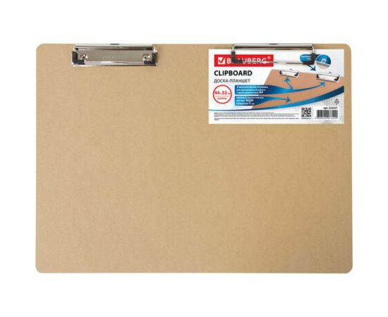 Доска-планшет BRAUBERG Eco БОЛЬШОГО ФОРМАТА 440х320 мм, А3 с двумя прижимами, МДФ, 3 мм 232227 – изображение 2