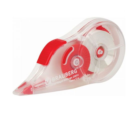 Корректирующая лента BRAUBERG 5 мм х 12 м, прозрачный, с подкручиванием 226814 – изображение 2