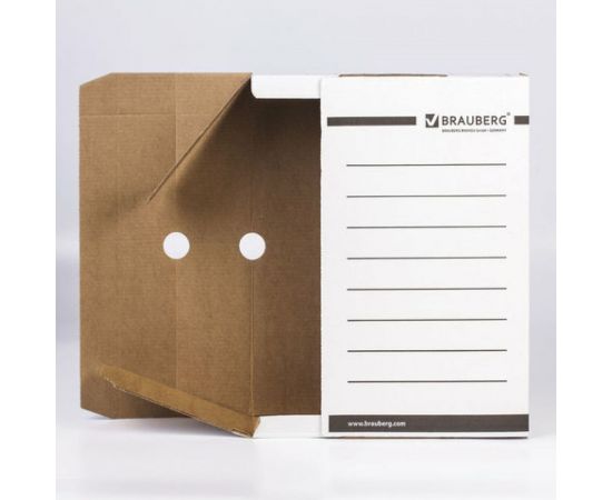 Архивный короб с клапаном, микрогофрокартон, 75 мм, до 700 листов, плотный, белый, BRAUBERG 121485 – изображение 2