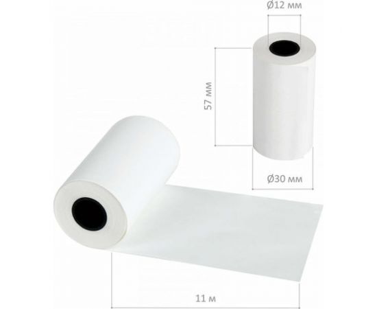 Чековая лента для мобильных касс BRAUBERG ТЕРМОБУМАГА 57 мм, диаметр 30 мм, длина 11 м, втулка 12 мм 111275 – изображение 3