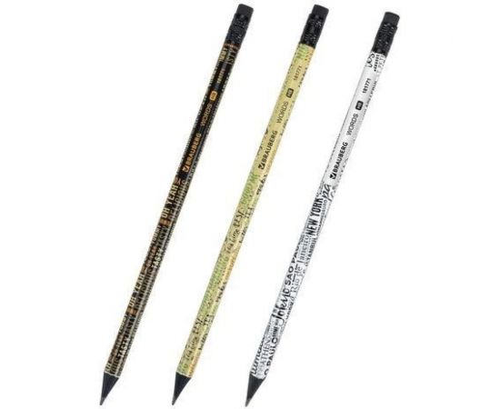 Чернографитный карандаш BRAUBERG WORDS 1 шт, HB, с ластиком, корпус ассорти 181771 – изображение 3