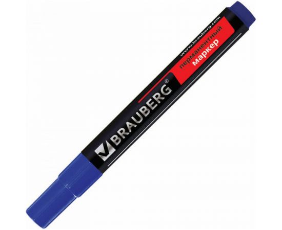 Маркер 12 шт в упаковке BRAUBERG перманентный нестираемый "Contract" СИНИЙ круглый наконечн.3мм без клипа 150466 – изображение 3