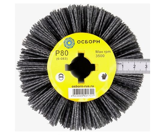 Щетка-валик нейлоновая по дереву 6-083 110 мм, P80 на щеточные шлифмашины ОСБОРН PLM.RB11010019P80 – изображение 3