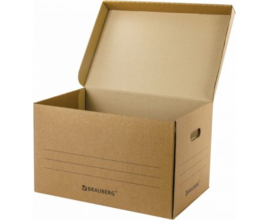 Архивный короб BRAUBERG ""Делопроизводство"" 325х480х295 мм, с крышкой, гофрокартон 126523 – изображение 3