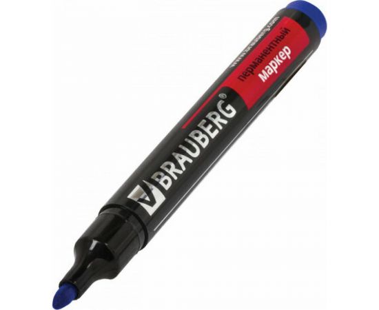Маркер 12 шт в упаковке BRAUBERG перманентный нестираемый "Contract" СИНИЙ круглый наконечн.3мм без клипа 150466 – изображение 4