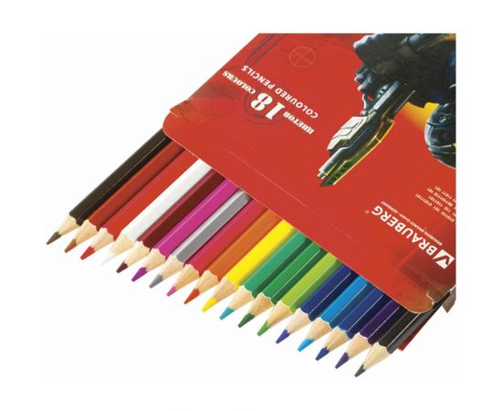 Цветные карандаши BRAUBERG Star Patrol, 18 цветов, заточенные, картонная упаковка 180547 – изображение 4