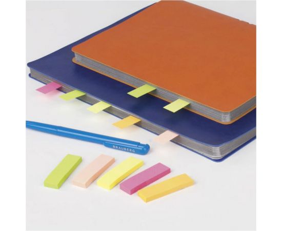 Бумажные неоновые клейкие закладки BRAUBERG 50х14 мм, 5 цветов х 50 листов, европодвес 122731 – изображение 4