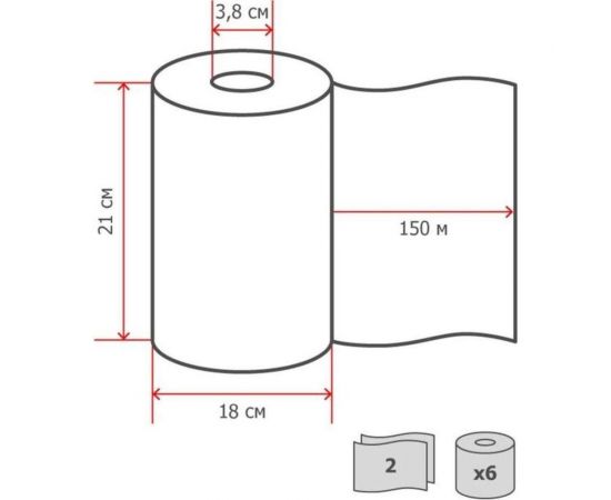 Бумажное полотенца Jasmin professional 2 слоя, 6 рулонов, 150 м, d 3,8 см h21 (н1) П150212 – изображение 4