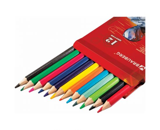 Цветные карандаши BRAUBERG Star Patrol, 12 цветов, заточенные, картонная упаковка 180532 – изображение 4