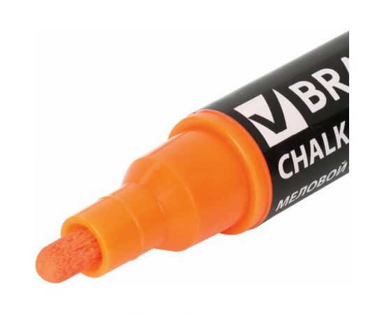 Сухостираемый меловой маркер для гладких поверхностей BRAUBERG POP-ART, 5 мм, оранжевый 151531 – изображение 4