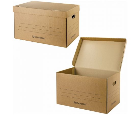 Архивный короб BRAUBERG ""Делопроизводство"" 325х480х295 мм, с крышкой, гофрокартон 126523 – изображение 4