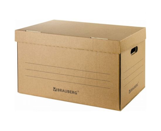 Архивный короб BRAUBERG ""Делопроизводство"" 325х480х295 мм, с крышкой, гофрокартон 126523 – изображение 5