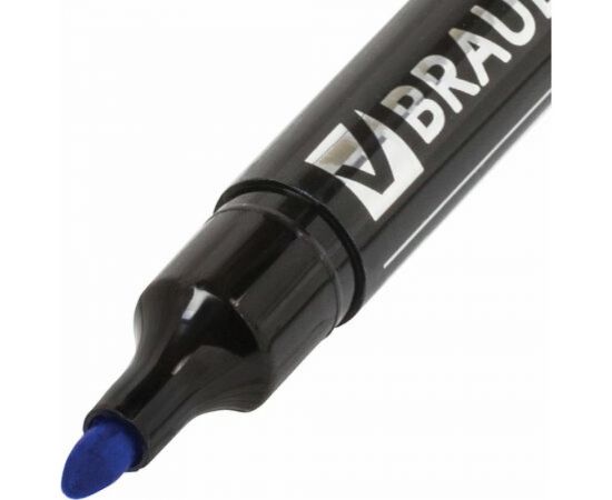 Маркер 12 шт в упаковке BRAUBERG перманентный нестираемый "Contract" СИНИЙ круглый наконечн.3мм без клипа 150466 – изображение 5
