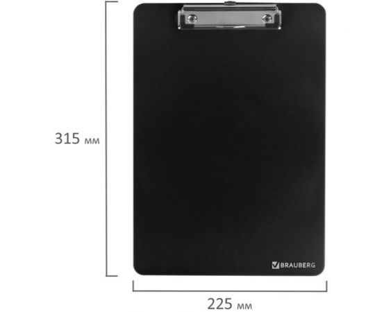 Сверхпрочная доска-планшет BRAUBERG SOLID с прижимом А4 315 х225 мм, 2 мм, черная, 226822 – изображение 6