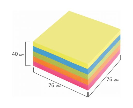 Блок самоклеящийся стикеры BRAUBERG НЕОН, 76х76 мм, 400 листов, 5 цвета 122855 – изображение 6