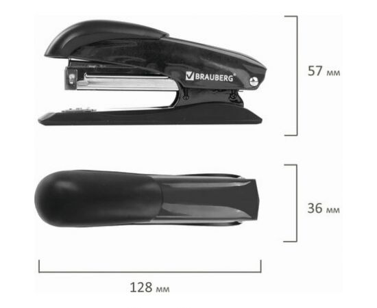 Степлер BRAUBERG Office Expert №24/6 26/6, металлический, до 25 листов, черный 228593 – изображение 6