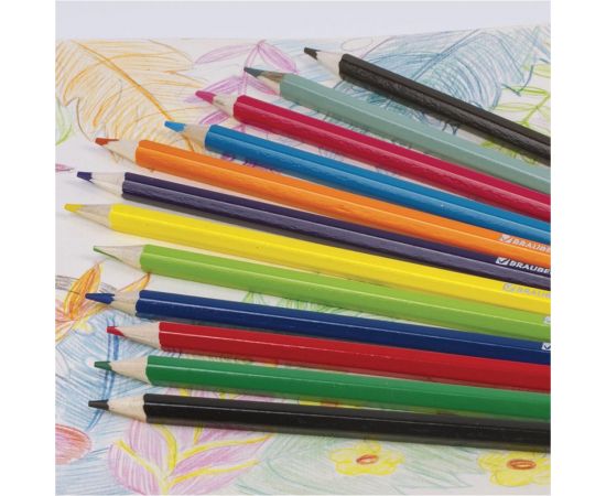 Цветные карандаши BRAUBERG Star Patrol, 12 цветов, заточенные, картонная упаковка 180532 – изображение 6