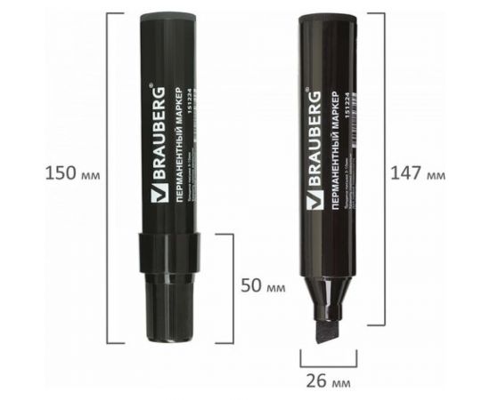 Перманентный маркер BRAUBERG JUMBO, черный, широкая линия письма, скошенный наконечник, 3-10 мм 151224 – изображение 6