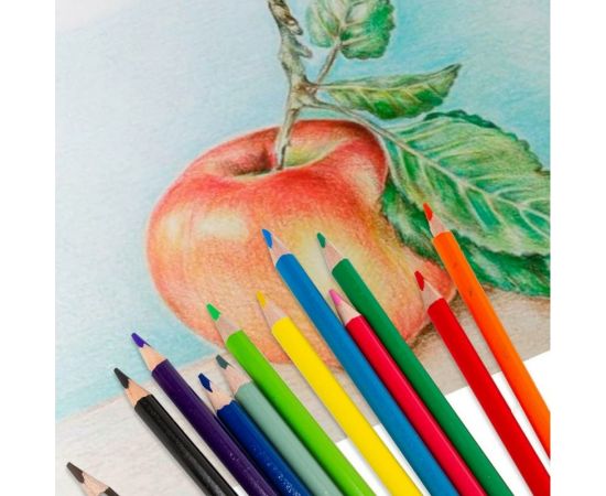 Карандаши цветные 12 шт в упаковке BRAUBERG PREMIUM 12 цветов трехгранные грифель мягкий 33 мм 181651 – изображение 7