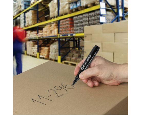 Маркер 10 шт в упаковке BRAUBERG перманентный нестираемый "Classic" ЧЕРНЫЙ круглый наконечн. 3мм с клипом 150300 – изображение 7