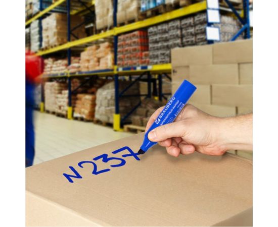 Перманентный маркер BRAUBERG JUMBO, широкая линия письма, скошенный наконечник, 3-10 мм 151225 – изображение 7