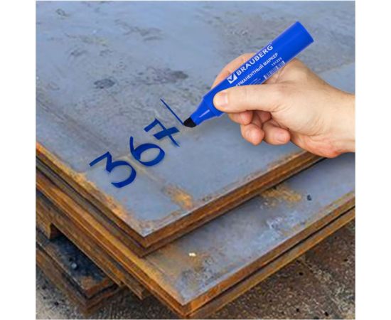 Перманентный маркер BRAUBERG JUMBO, широкая линия письма, скошенный наконечник, 3-10 мм 151225 – изображение 8