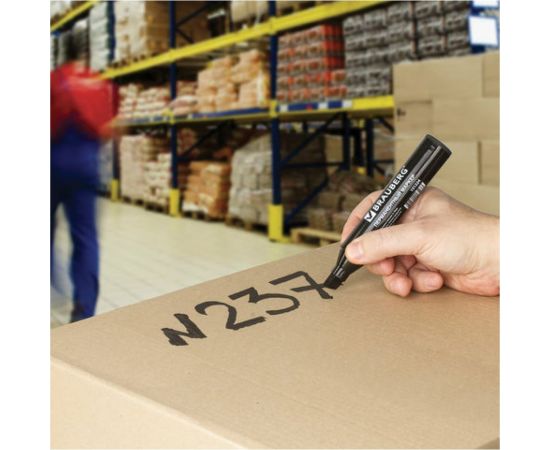 Перманентный маркер BRAUBERG JUMBO, черный, широкая линия письма, скошенный наконечник, 3-10 мм 151224 – изображение 8